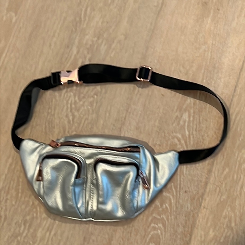 Neiman Marcus Metallic Belt bag with Rose gold hardware